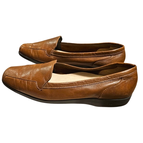 Womens Brown Leather Loafers Easy Spirit Comfort Flata Sz 7 Slip On Casual Work - Picture 5 of 14